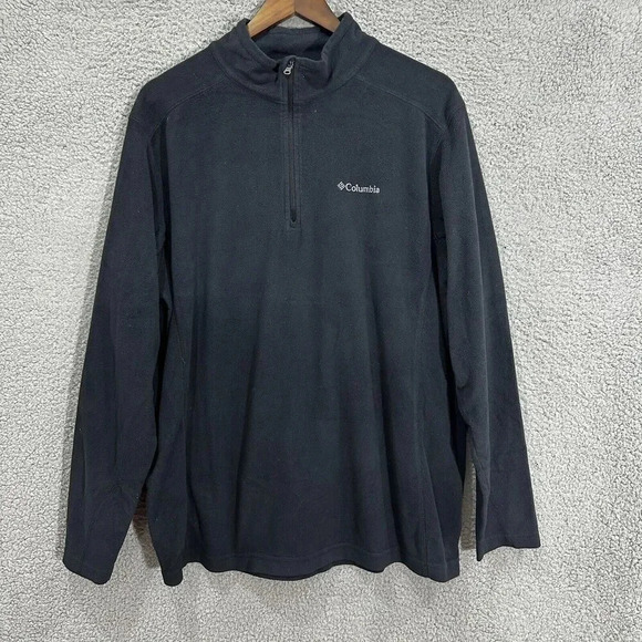 Columbia Sweatshirt Mens Large Black 1/4 Zip Fleece Outdoors Hiking‎ Gorpcore - Picture 1 of 6